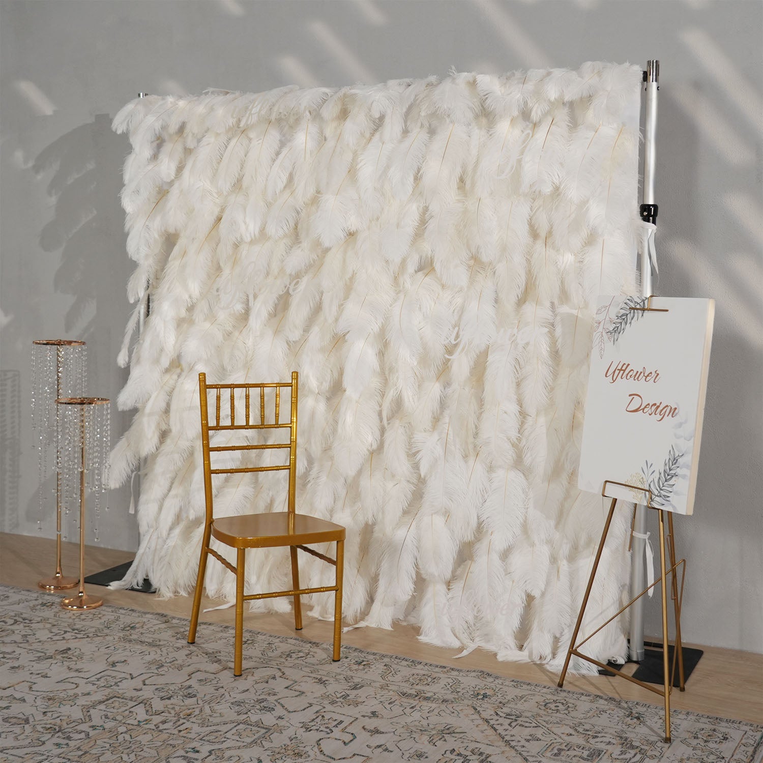 Uflower Artificial White 5D Flower Wall Wedding Backdrop Deco Birthday Party